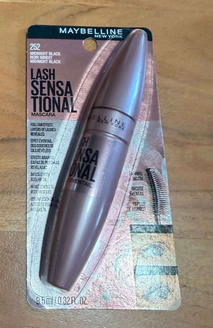 Maybelline Lash Sensational Mascara 252 Midnight Black 0.32 oz New Sealed